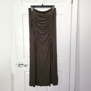 Earthbound Trading Co XL dark brown rouched drawstring long skirt Extra Large